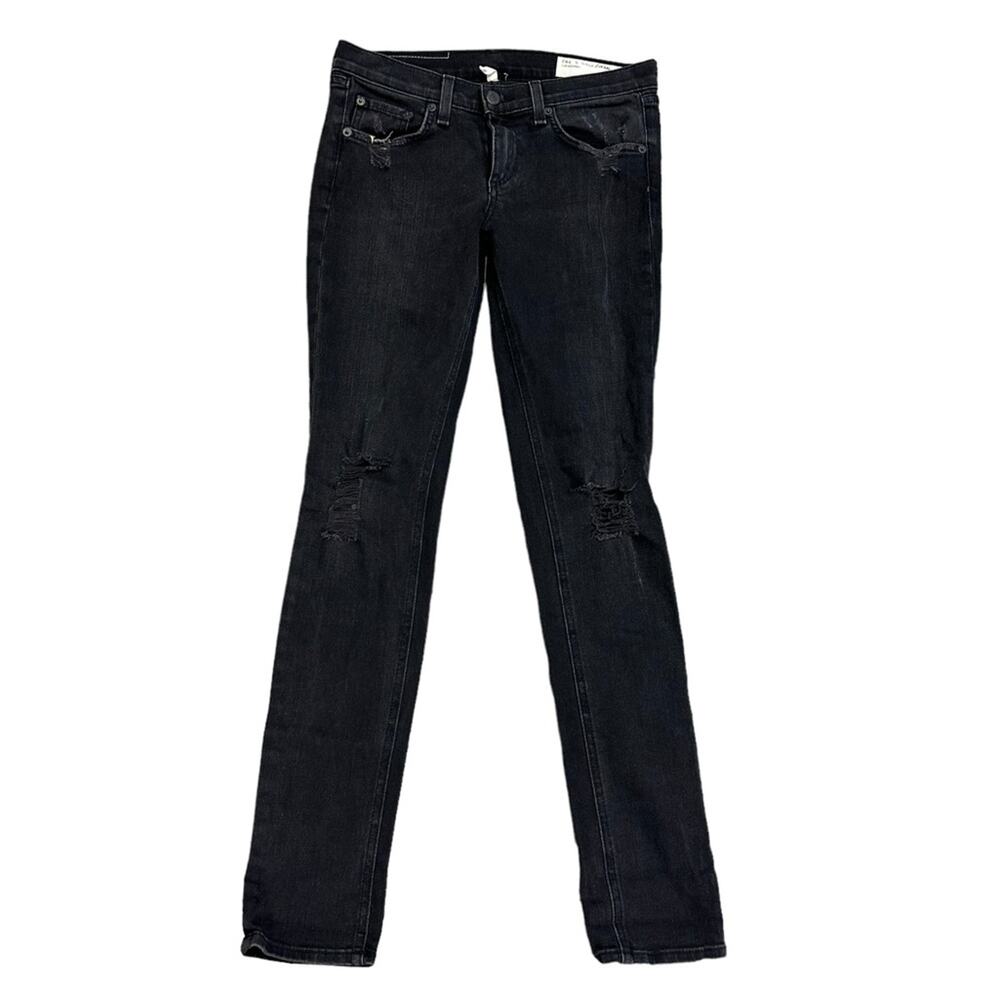 Rag & Bone Distressed Skinny Jeans Size 26 Black